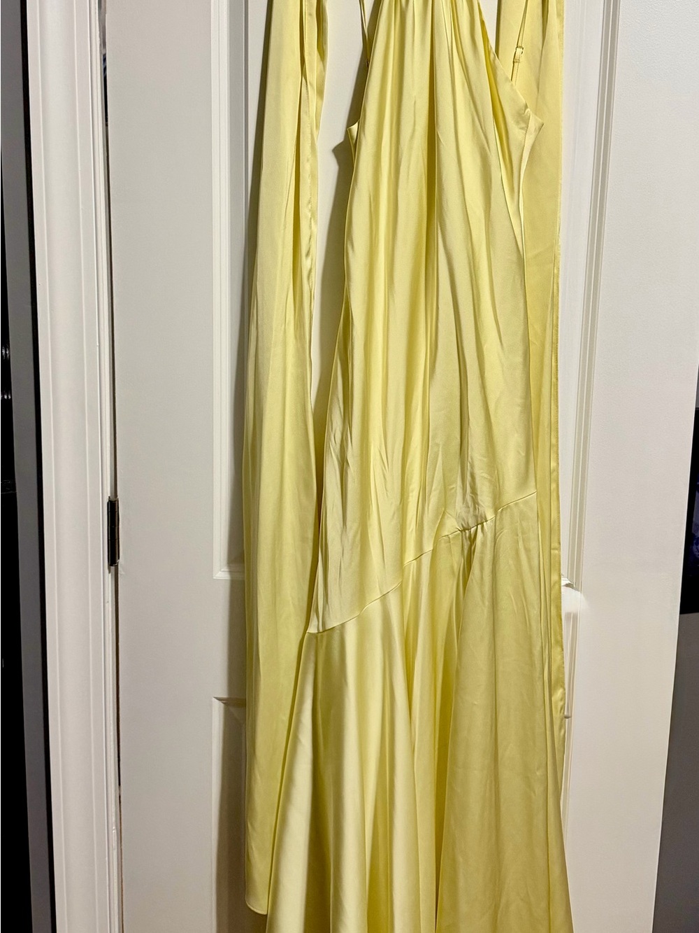 Birdy Grey Pale Yellow Satin Maxi Dress